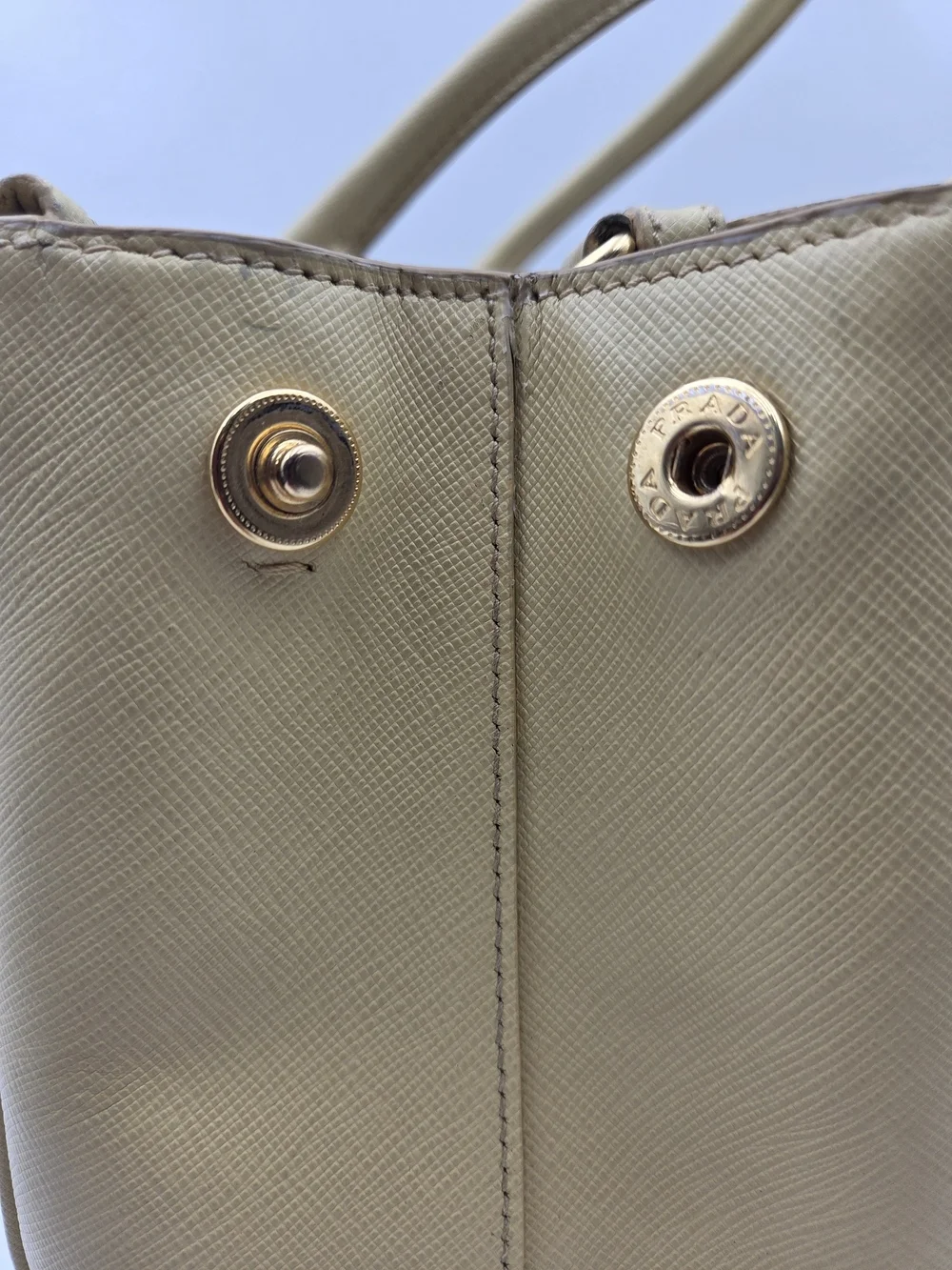 Prada Galleria Large Saffiano Leather Travertine Stone, Auth, w/COA